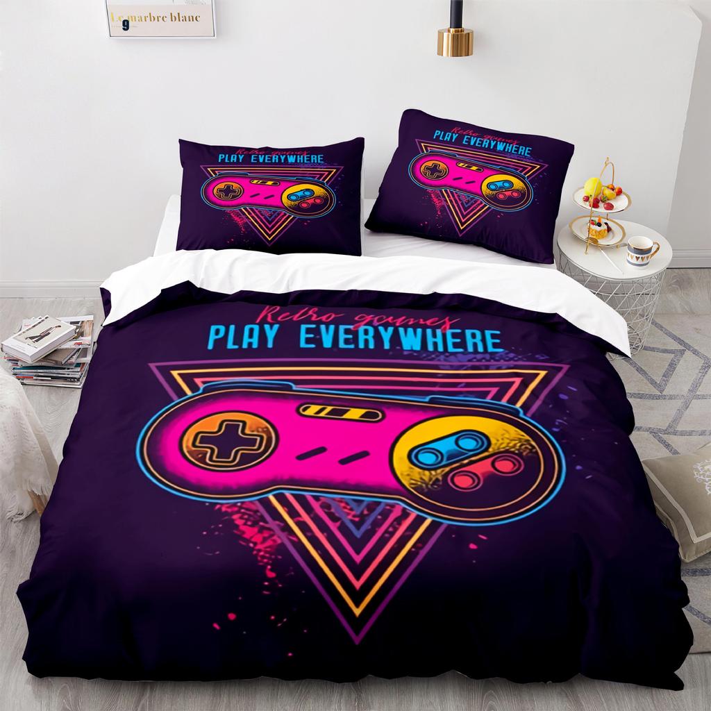 Capa de Edredom Gamer Tamanho Casal Conjunto de Cama Gamer para Adolescentes para Crianças Menino Menina Capa de Edredom de Jogos Capa de Colcha de Poliéster para Gamepad