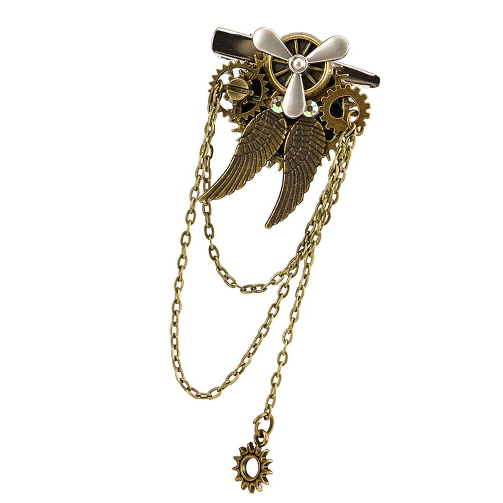 Steampunk Convertible Hair Clip Brooch Combination Mechanical Propeller Ornament For Alternative Fashion