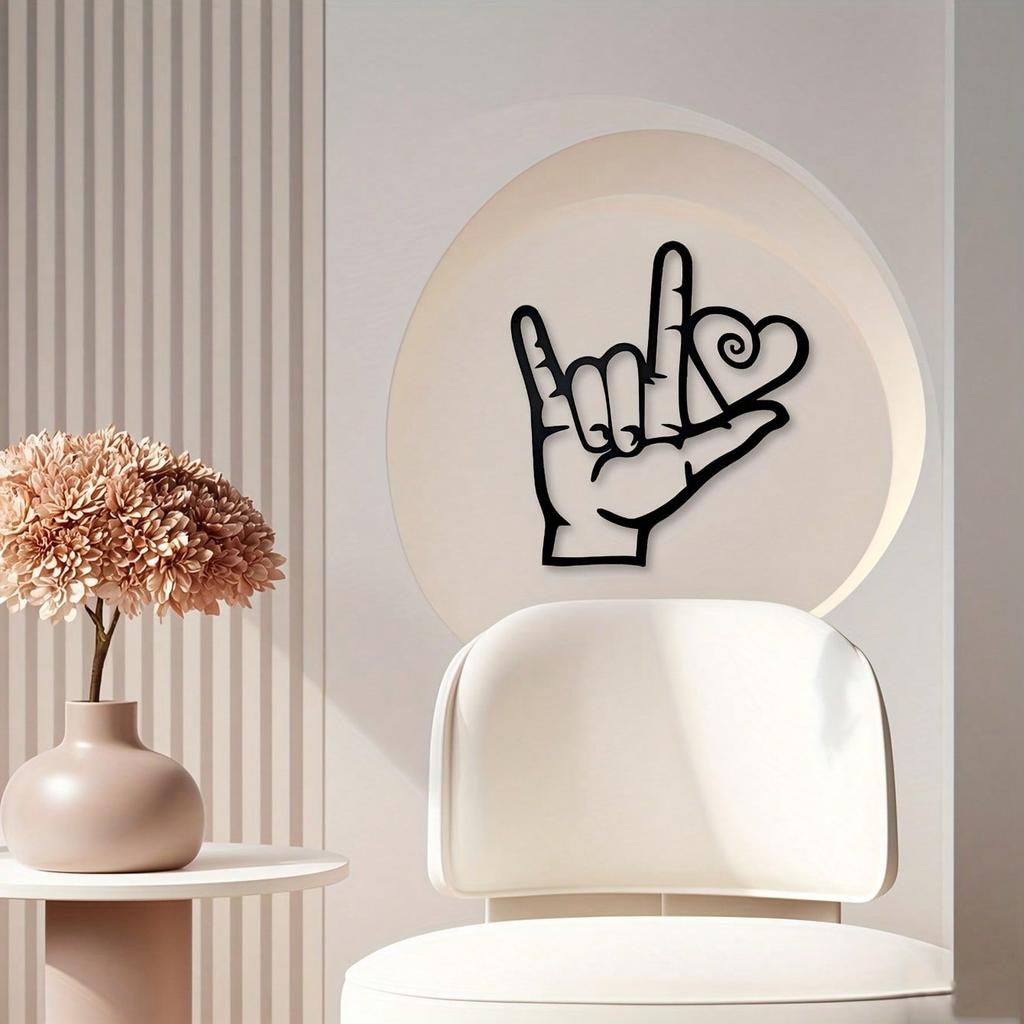 ASL Jag älskar dig Metallväggkonst Inomhus Utomhusskulptur Romantisk Dekor Pedagogiskt Teckenspråk