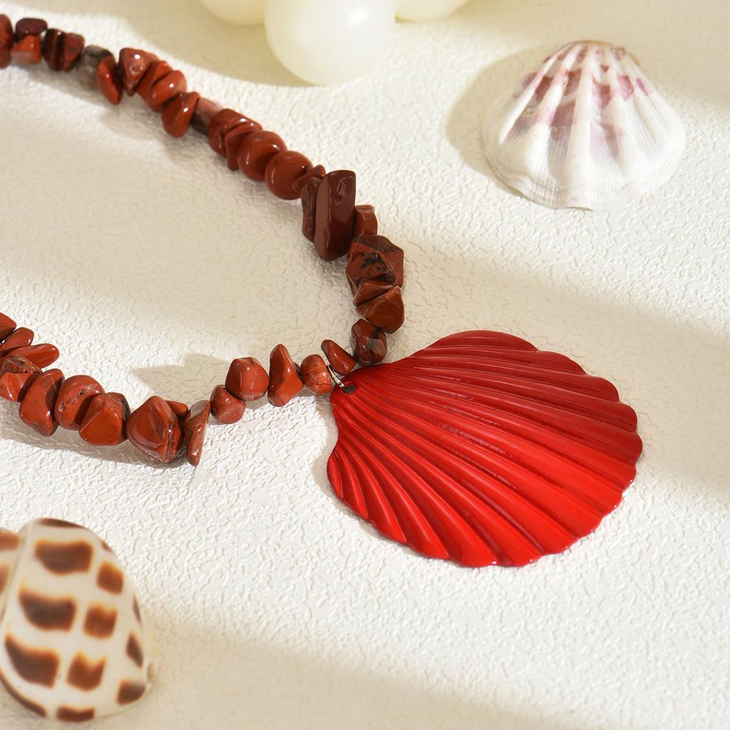 Bohemian Shell Pendant Necklace With Colorful Stones For Women Summer 2025