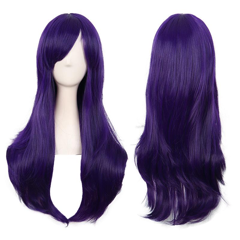 Long Curly Cosplay Wig for Women - 70cm, Gold/Pink/Blue, Realistic Full Wig with Headband