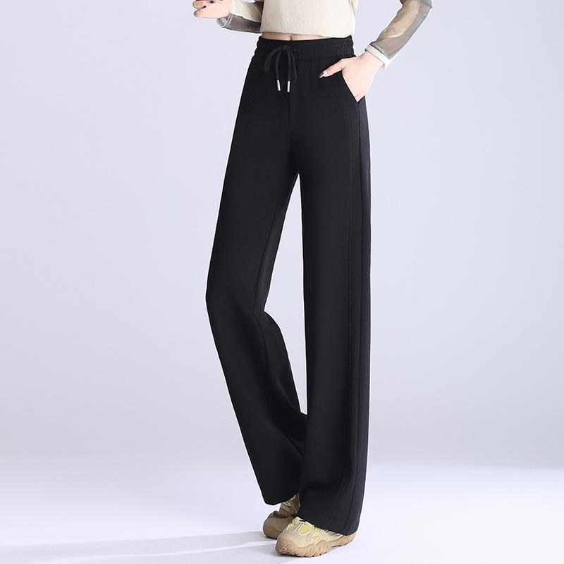 Women s Spring High Waist Multi-color Wide Leg Pants with Elastic Lace-up Medium