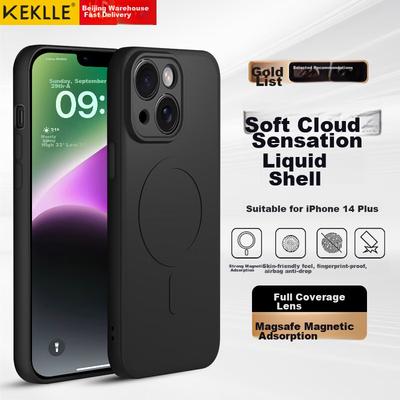 IPhone 14 Plus Case, Apple 14 Plus Protective Cover, Skin-Friendly Liquid Silicone Magnetic Full-Cover Soft Case, Midnight Black