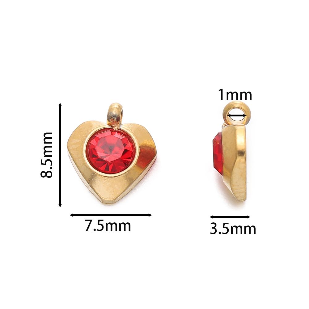 10pcs Gold Color Stainless Steel with Crystal Rhinestone Charms Heart Pendants for DIY Necklace Earrings Charm Jewelry Making