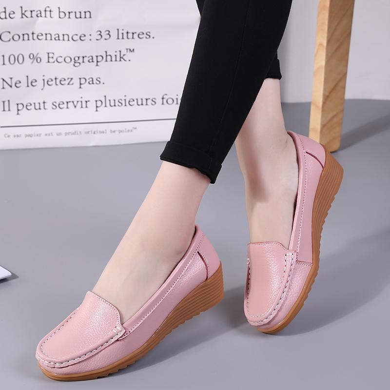 Scarpe basse da donna in pelle con plateau per primavera/autunno