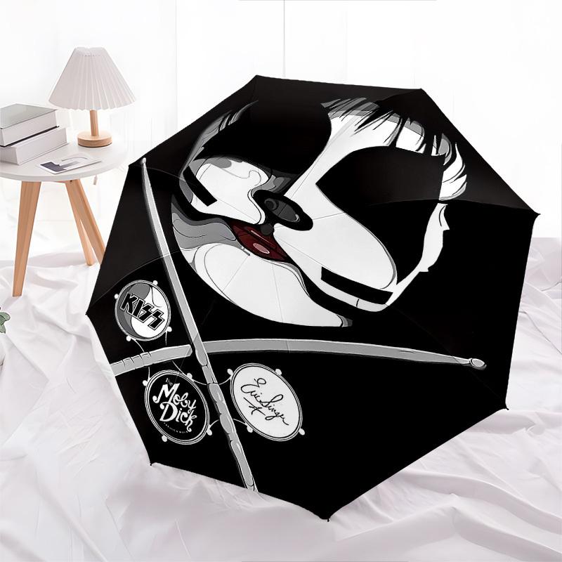 1pc KISS Eric Singer Automatic Open Close Umbrella  Windproof Canopy, Automatic Open Close Button10180