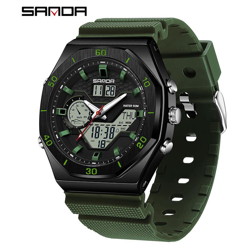 SANDA Multifunctional Sports Watch - Large Dial, Luminous, Waterproof Design for Students.
