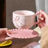Underglaze Color Hand Painted High Value Bow Ceramic Coffee Cup and Saucer Couple Gift Cup and Saucer