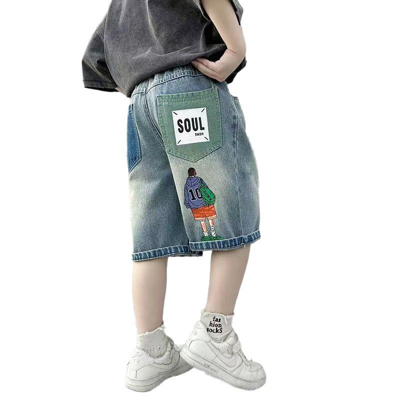 Kids' Cool Summer Denim Shorts 2026 - Mid and Big Boys' Stylish Seven-Point Length