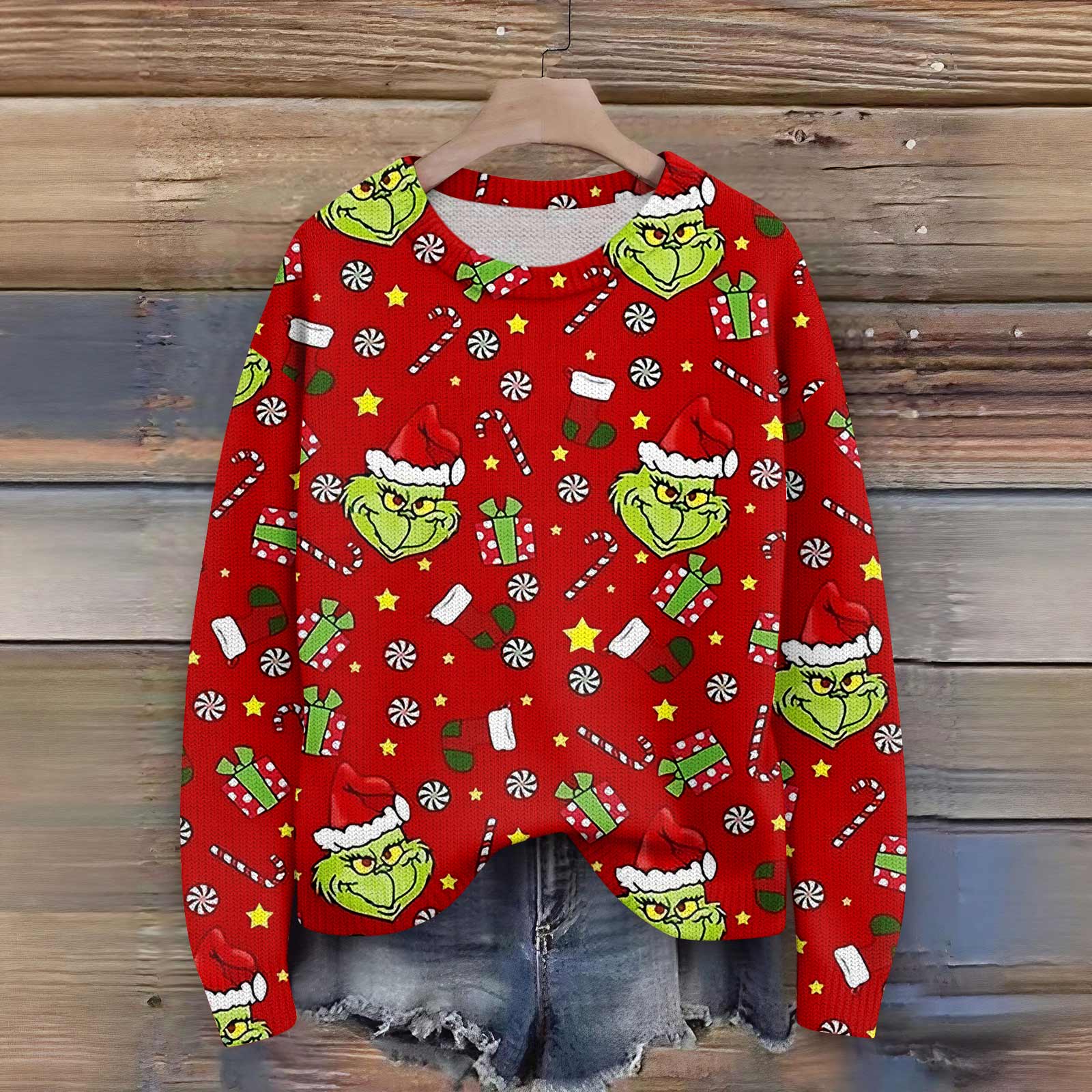 

Пуловеры с длинным рукавом для женщин, с круглым вырезом, повседневные, милые, с принтом, вязаные, оверсайз XXL винный