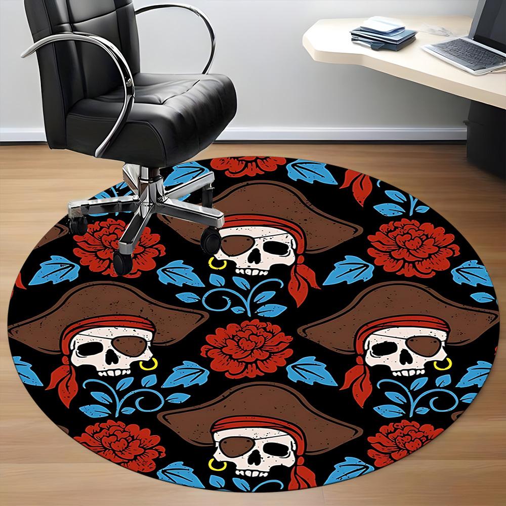 1pc Pirate Skulls Carpet for Office, Non-slip, Soft and Durable Office Rug, Perfect for Office yy260128052