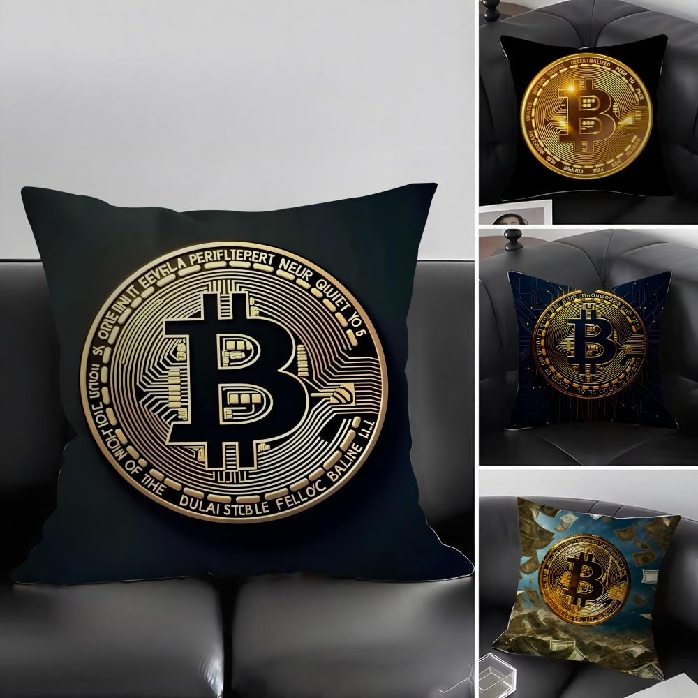 Bitcoin Fashion Cushion Cover Pillowcase Ultra Soft Skin Friendly Fabric Cloud Like Comfort & Concealed Zipper