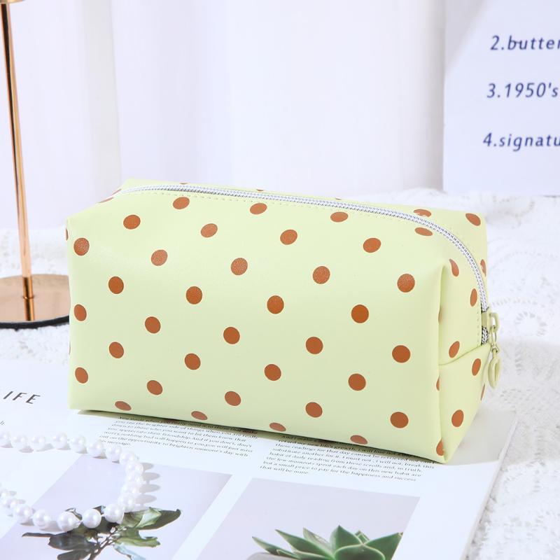 1/3Pcs Pink Polka Dot Pu Makeup Bag Set Large Capacity Sturdy Handle For Travel Daily Cosmetic Storage