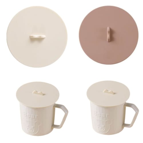 Set of 2 Cute Mountain-Shaped Silicone Mug Lids, Heat-Resistant, Leak-Proof, Dust-Proof, Airtight, Stylish, Insulated, Dishwasher-Safe (Brown Red + Of