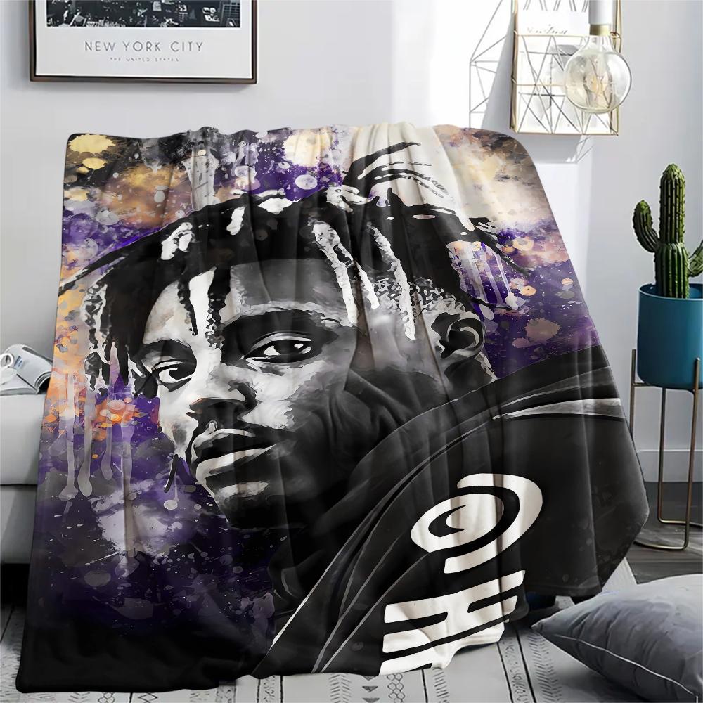 1Pc Juice Wrld Print Flannel Blanket, High Quality Comfortable for All Seasons, Home Decor, Warmth and Comfort, Perfect for Gifts