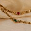 Europäischer und amerikanischer Modestil 18 Karat Gold Edelstahl eingelegt mit buntem Palast High-End-Gefühl dicker Zirkon Halskette Schlüsselbein
