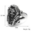 Adjustable Skull Coffin Ring In Antique Sterling Punk Gothic Unisex Jewelry