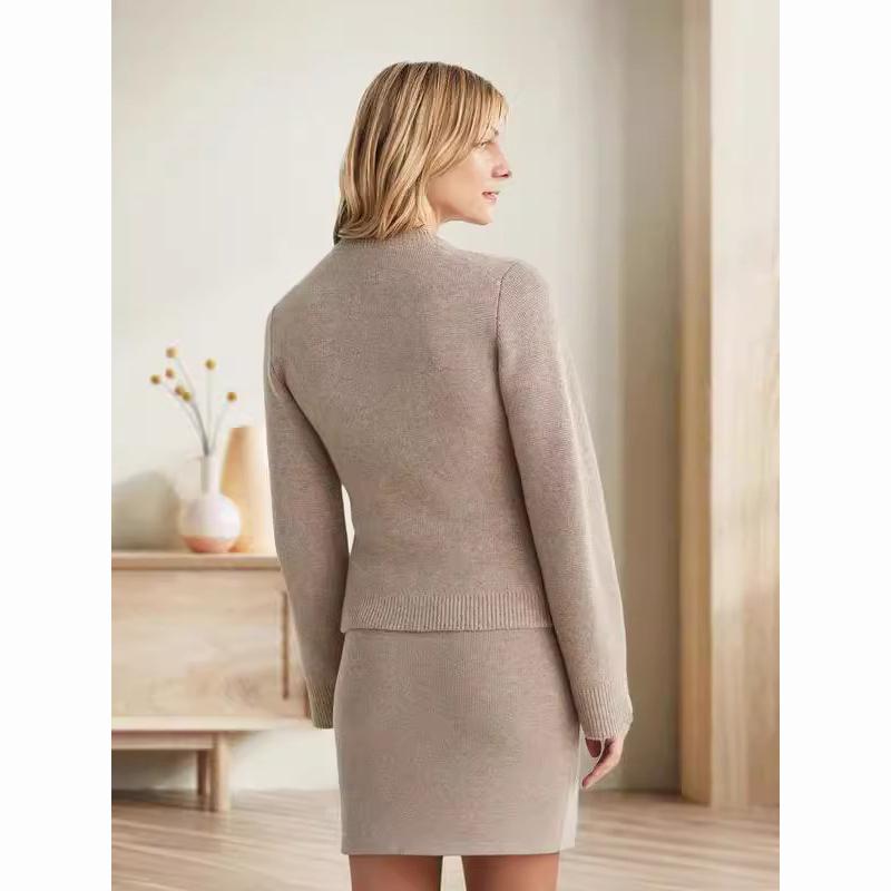 Fashion Chic Solid Knitted Cardigan For Women O Neck Long Sleeve Single Breasted Sweater Autumn Female Commuting Streetwear