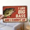 Tin Sign I Like Big Bass And I Cannot Lie Vintage Fishing Metal Wall Decor Retro Plaque Home Bar Garage Man Cave Gift for Fisher