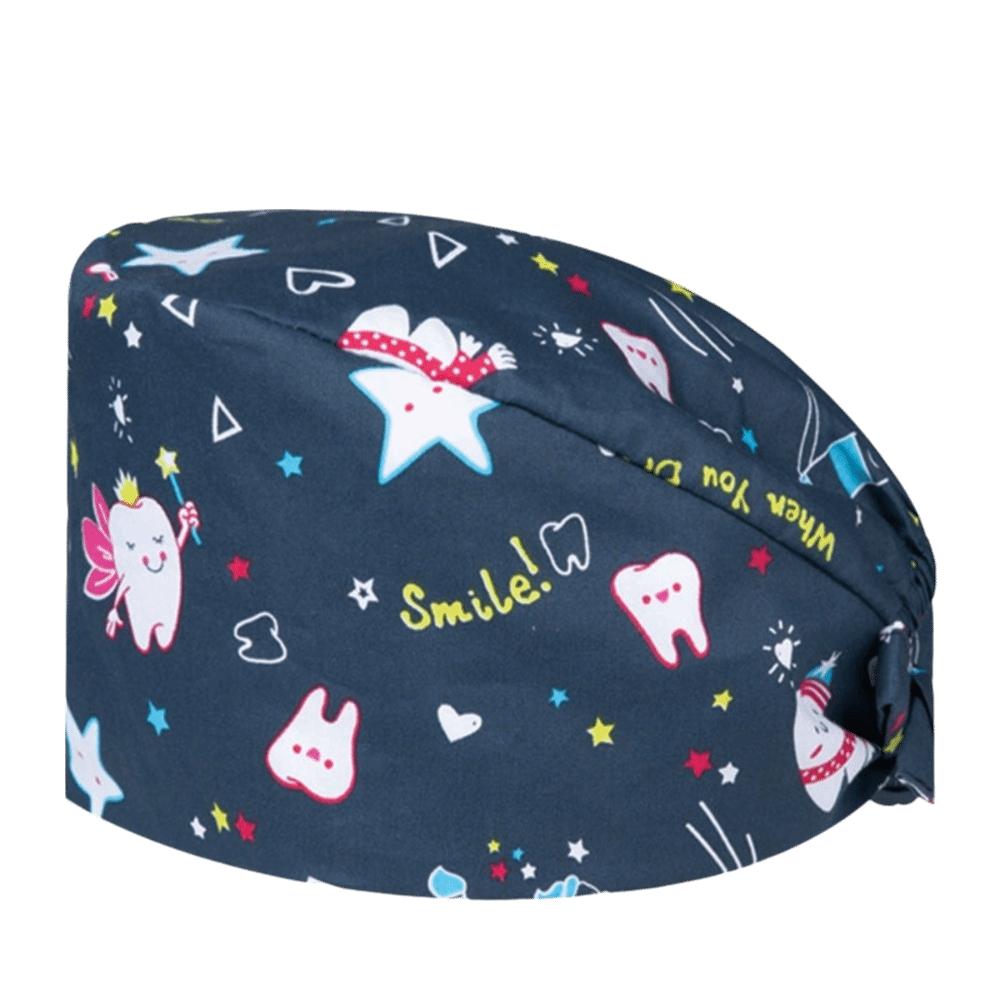 Unisex Cartoon Printing Scrub Cap Adjustable Buckle Print Design Lab Scrub Hat Breathable Soft Pure Healthcare Hats Pet Hospital