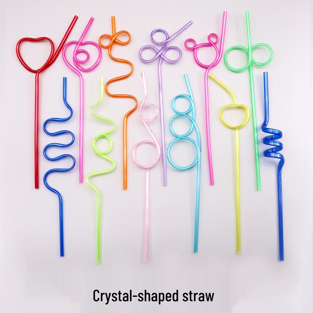 Eco-friendly PETG Crystal Shaped Straws - Creative, Cute, Disposable Party Tubes