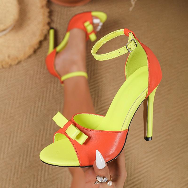 Eilyken Sexy Elegant Butterfly-knot Thin High Heels Women Sandals Street Style Buckle Strap Stripper Prom Summer Shoes Size: 42