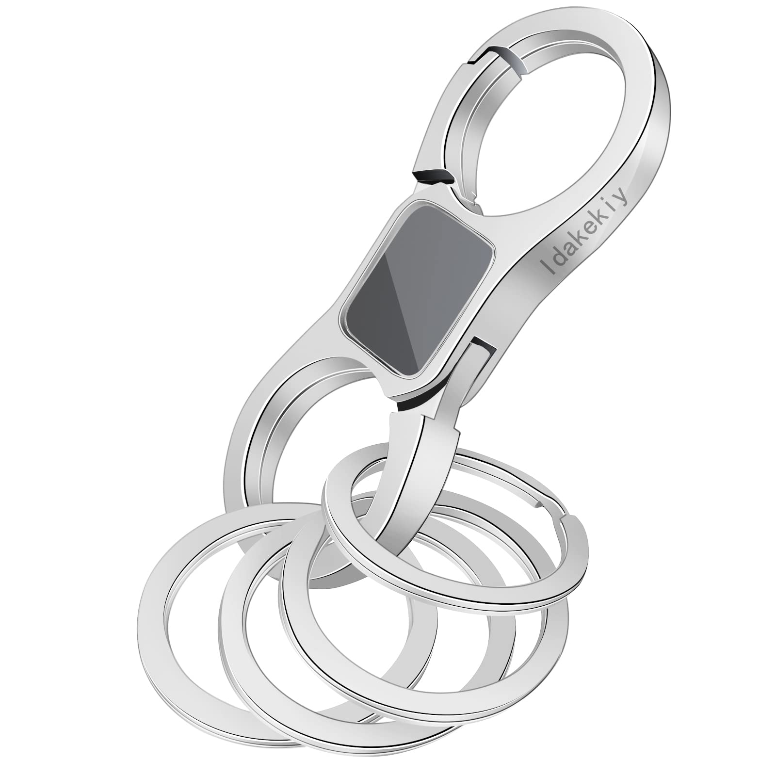 Idakekiy Key Chain Quick Release Spring with 4 Key Rings S серебряный