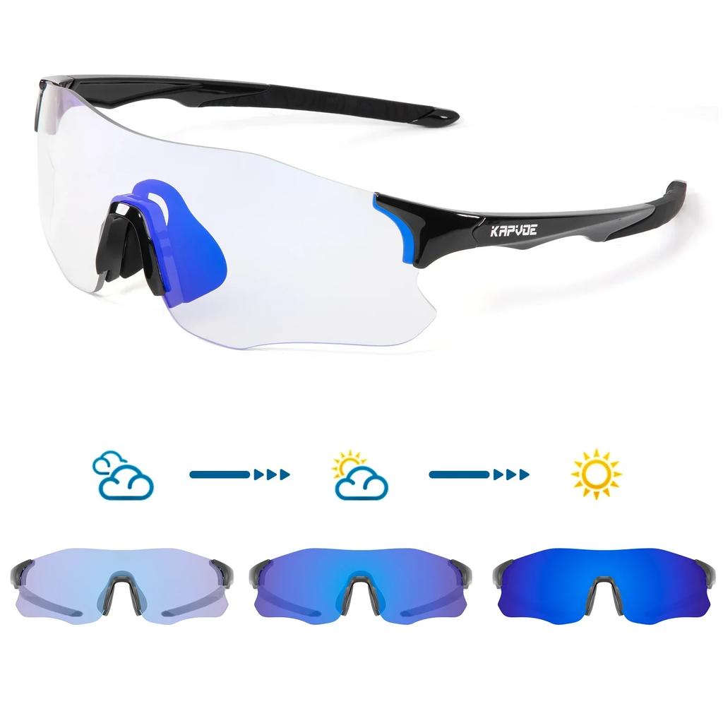 Pochromic Cycling Sunglasses Cycling Glasses MTB UV400 Sports Glasses Bicycle Eyewear Outdoor Glasses Running Goggles