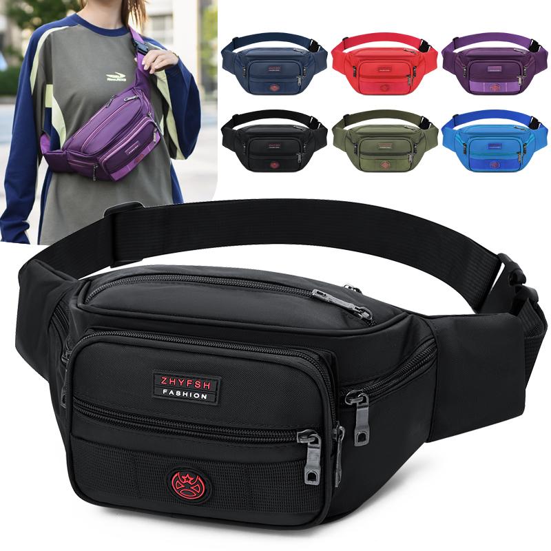 Unisex Multifunctional Waist Bag Large Capacity Waterproof Oxford Business Pack Trendy Crossbody Chest Bag for Travel Work