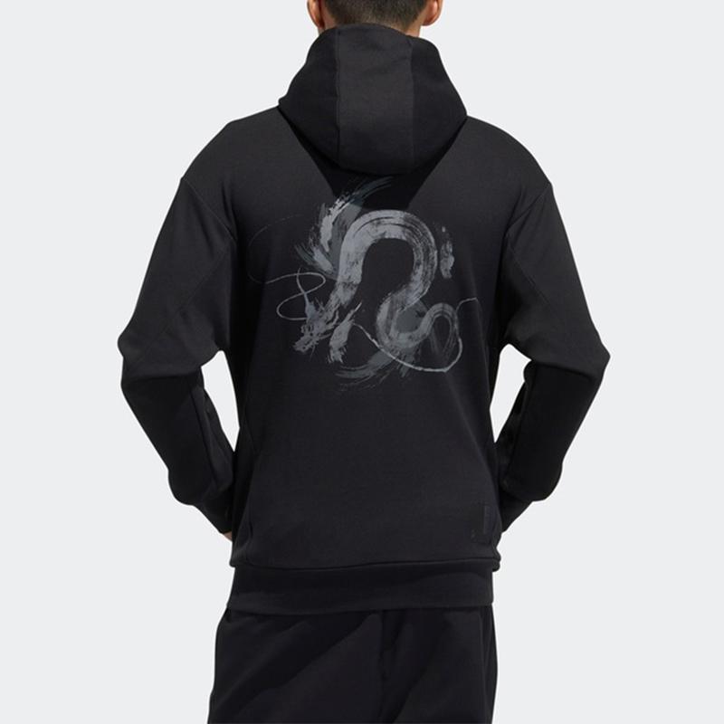 Adidas Printed Sports Pullover Hoodie Men Hoodie Black GP0912