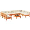 VidaXL Salon de jardin 10pcs avec coussins cire marron bois pin massif, ensemble de canapés d'extérieur, ensemble de canapés 3299600