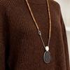 Trendy Late Autumn Wood Bead Pine Cone Pendant Necklace for Women