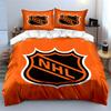 Set Biancheria da Letto Logo NHL Arancione Set Copripiumino Copripiumino Federe (1 * Copripiumino 2 * Federe, senza piumino)