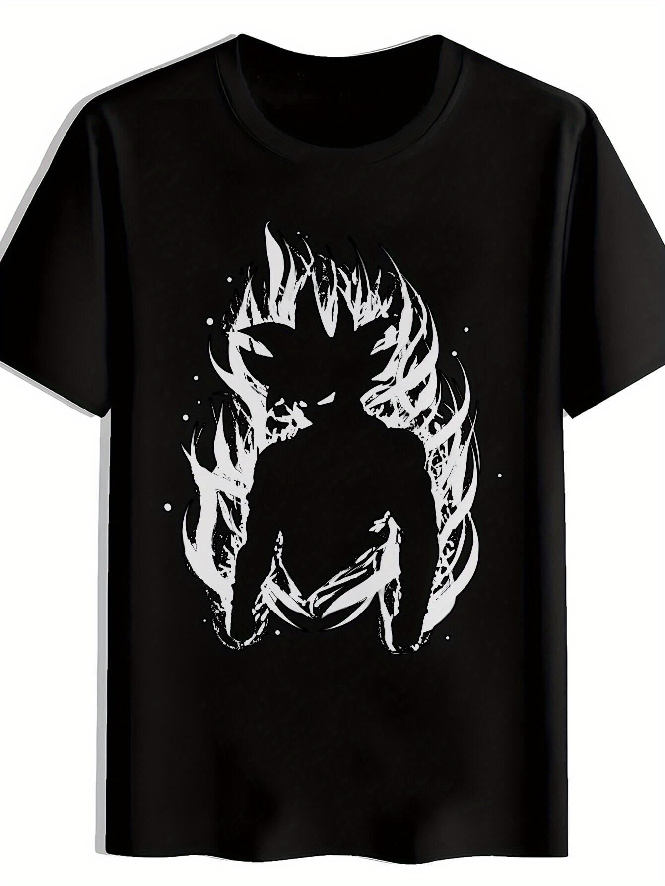 

Black T-shirt with Bold White Flame Graphic - Lightweight Breathable Polyester Shirt for Gym S