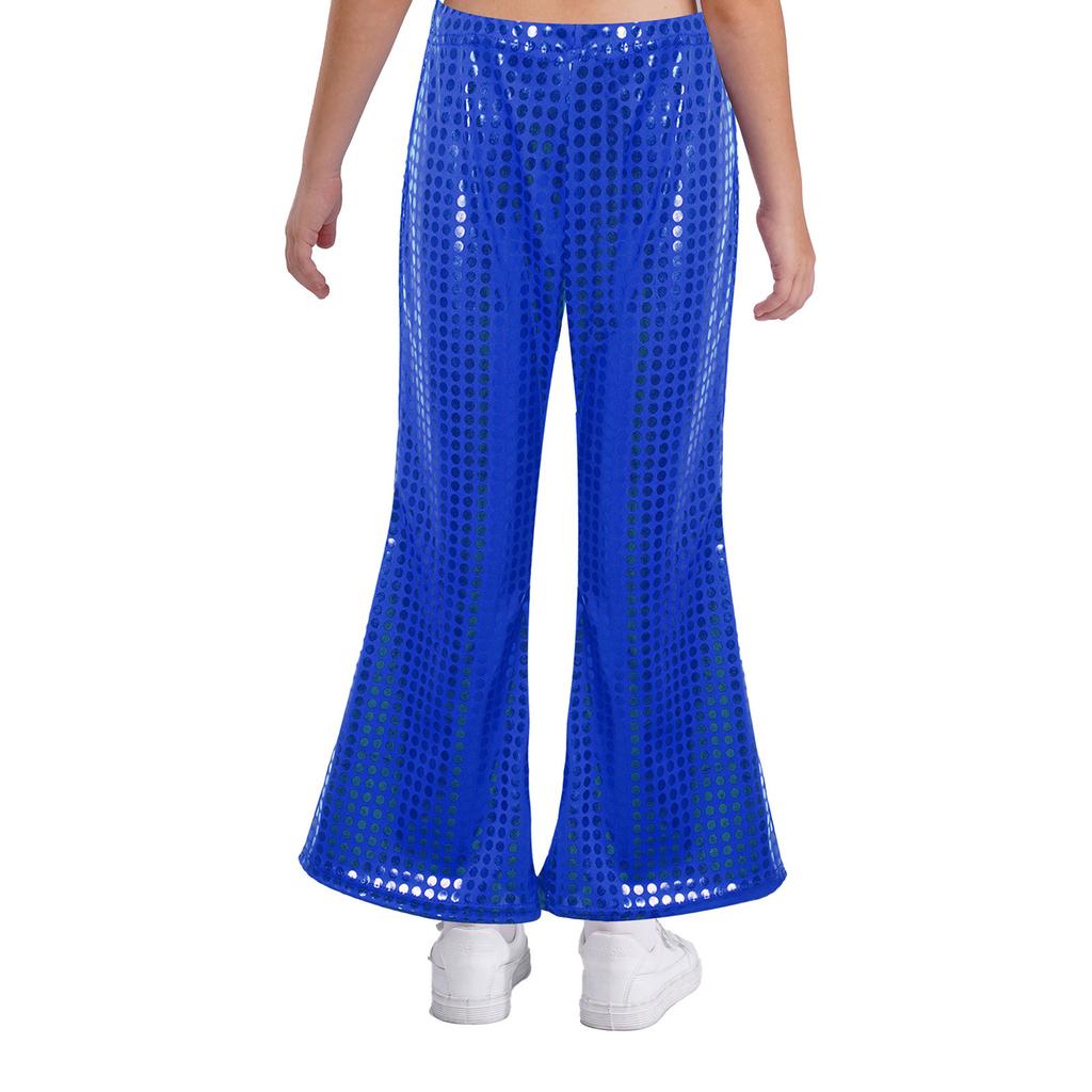 Dětské performance kalhoty Elastický pas Rozšířený design Lesklé flitry Pódium Show Taneční oblečení