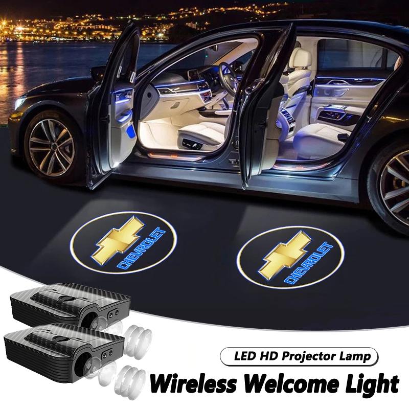 AABHF1 2Pcs Car Door Welcome Lights Projector Lamps Accessories For Chevrolet Trax Camaro Aveo Cruze Sonic Silverado Captiva Equinox