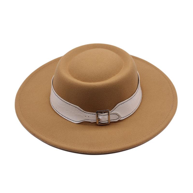 European and American fashion autumn and winter woolen top hat women, British retro temperament big-brimmed jazz hat women's concave felt hat
