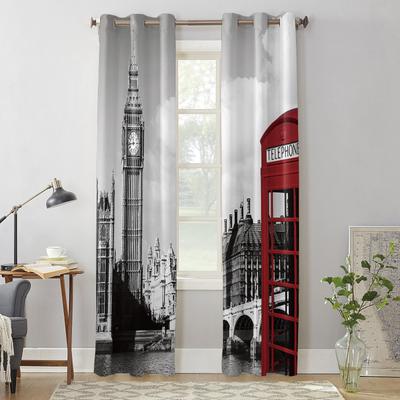 Cabina Telefonica di Londra Tende di Lusso per Soggiorno Trattamento Finestra Tenda per Camera da Letto Decorazione Casa