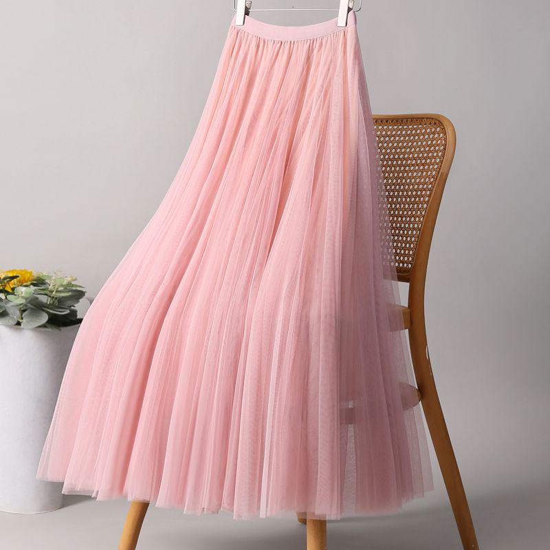 Elegant Mesh Dance Skirt: 720-Degree Flowing Tulle, Slimming Half-Length for Performances