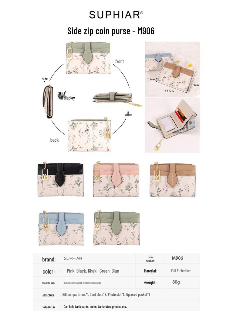 Women's PU Leather Zipper Wallet - Large Capacity Card Holder for Commuting and Students