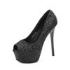2021 Trendy European & American Sequin Peep Toe High Heel Platform Women's Shoes