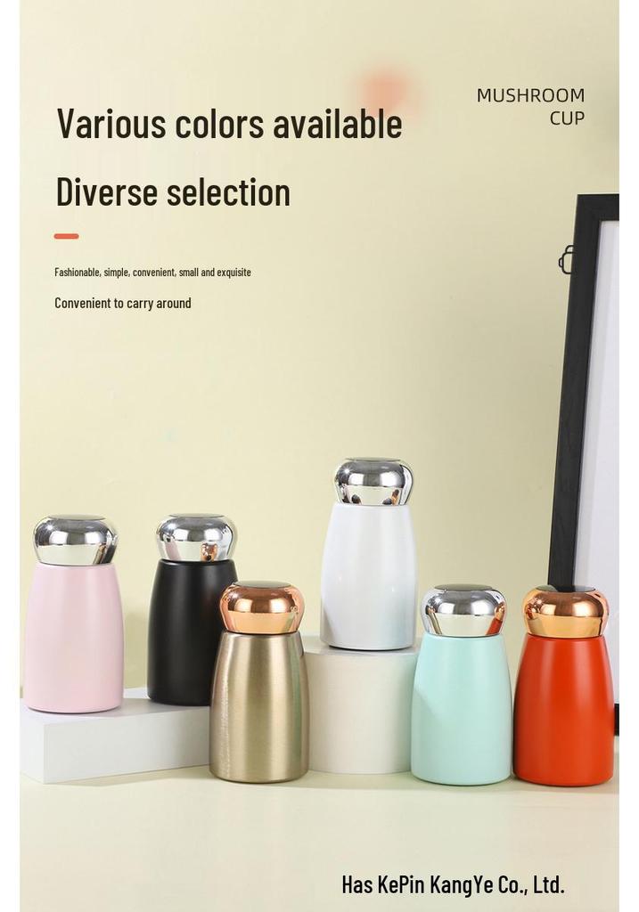 High-Quality 316 Stainless Steel Mini Thermos with Temperature Display - Chinese Style Portable Mushroom Design, Small Capacity Gift Cup