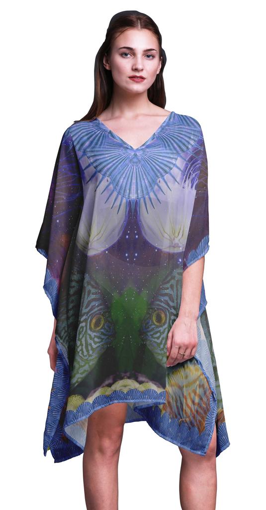 Phagun Short Caftan Midi Dress Beach Swimwear Cover Up Womens