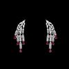 Luxus Rubinpendant-Ketten- und Ohrring-Set - 4-teiliges Hochzeits- und Abendaccessoire-Set