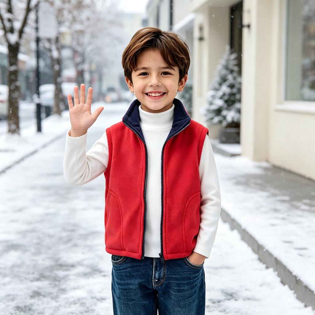 Gilet Bicolore Casual con Zip per Bambini e Bambine per la Scuola e il Gioco all'Aperto