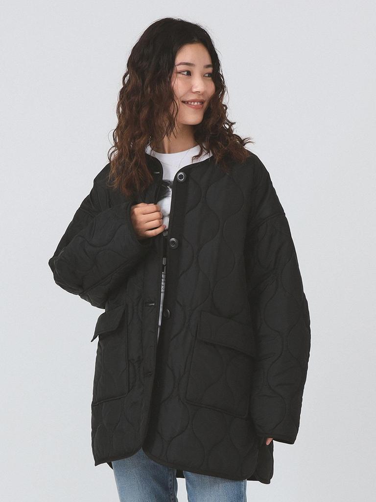 Ray Beams Women's Quilted Collarless Blouson, Black 0