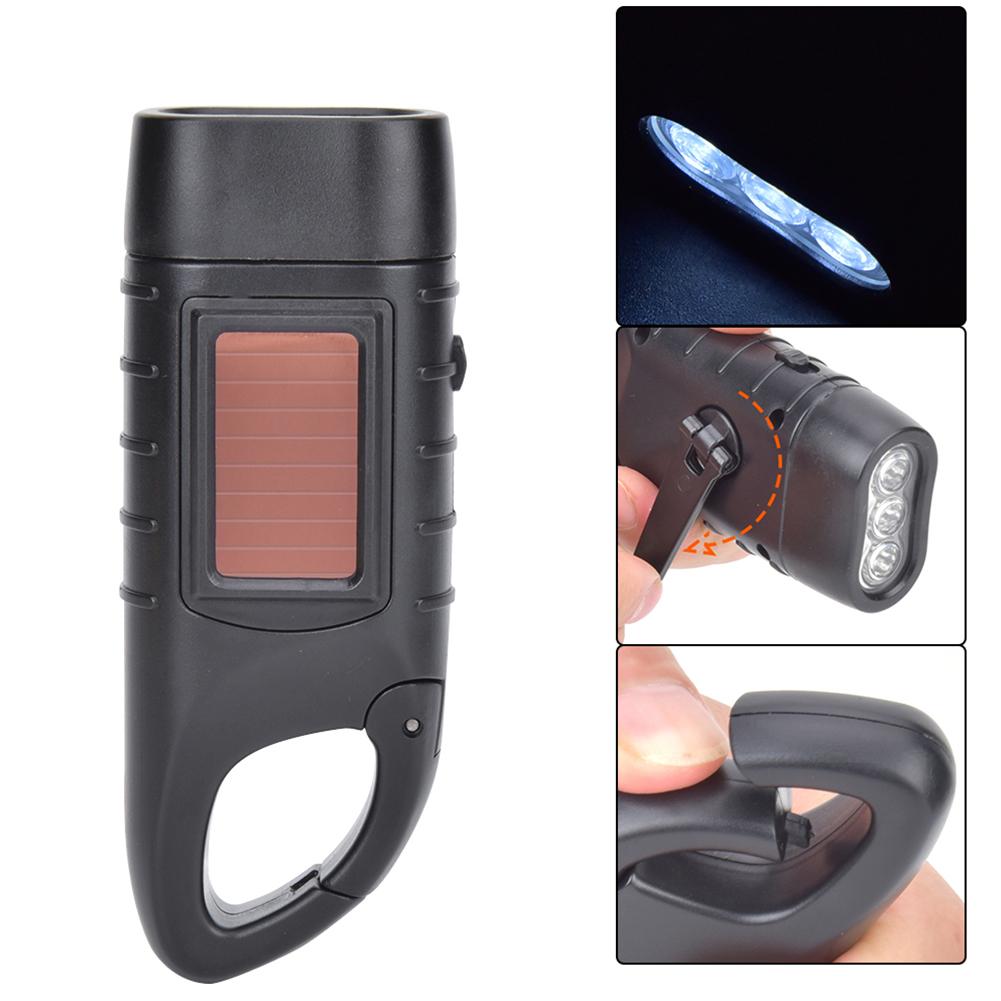 AT5503 ABS Plastic Solar Hand Crank Flashlight Emergency LED Portable Torch for Climbing
