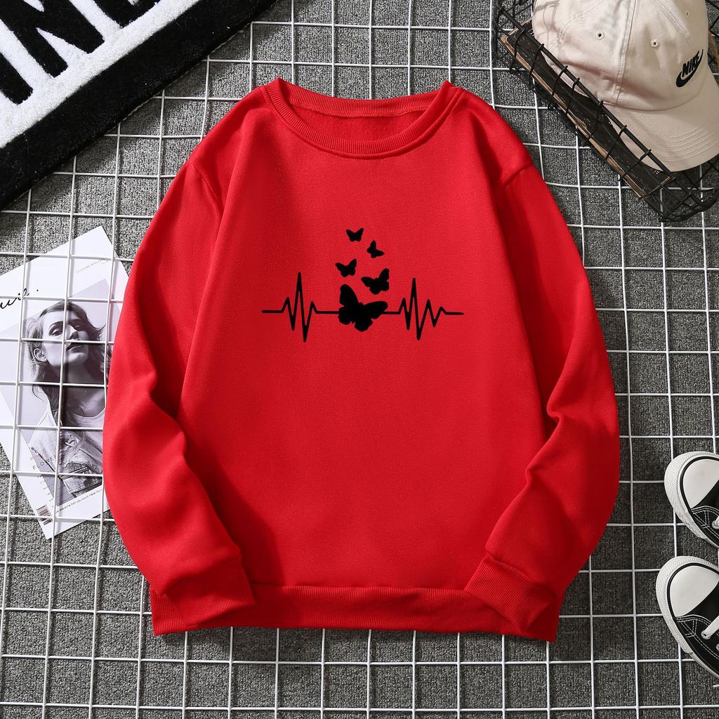 Verdicktes und gefüttertes Unisex-Sweatshirt mit Schmetterlingsprint 6933