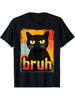 Funny Cat Bruh Meme Graphic T-Shirt Teens Adults Soft Cotton Casual Graphic Tee