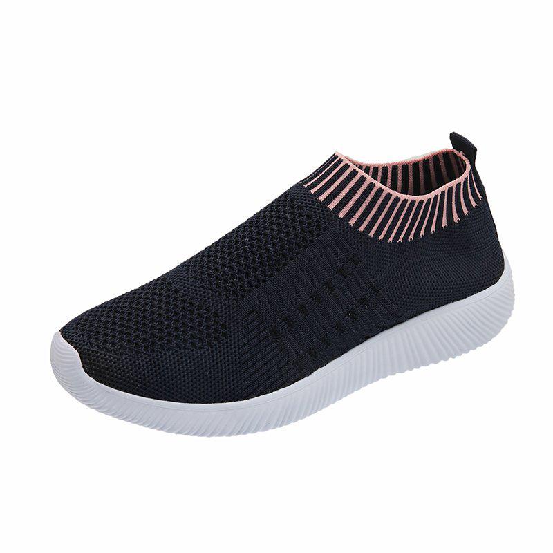Atmungsaktive Flyknit Leichte Freizeitsport-Schuhe für Damen, Runde Zehenpartie, Modisch, Große Größe 43